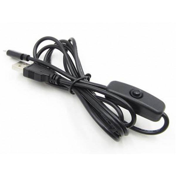Usb To Micro Usb Cable 1.5 Meters Black With On Off Switch Power Control For Raspberry Pi